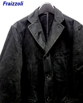 46【フライツォーリ Fraizzoli テーラードジャケット 3B JACKET Black コットン ジャケット 聖林公司 イタリア製 MADE IN ITALY】_画像1