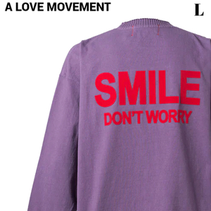 L 新品【A LOVE MOVEMENT × Perfect ribs BASIC LONG SLEEVE T-SHIRTS SMILE DON'T WORRY / PUR パーフェクトリブス ア ラブ ムーブメント