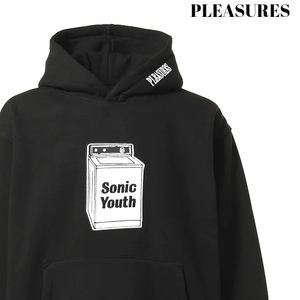 L 新品 ¥26,400【PLEASURES × SONIC YOUTH WASHING MACHINE HOODIE BLACK プレジャーズ x ソニックユース パーカー スウェット フーディー