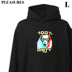 L 新品【PLEASURES SONIC YOUTH DIRTY HOODIE / BLACK プレジャーズ ソニックユース スウェットパーカー アルバムDIRTY 収録曲「100%」】