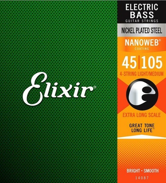 Elixir Nanoweb Bass #14087 Extra Long Light/Medium 045-105 エリクサー コーティング弦 ベース弦