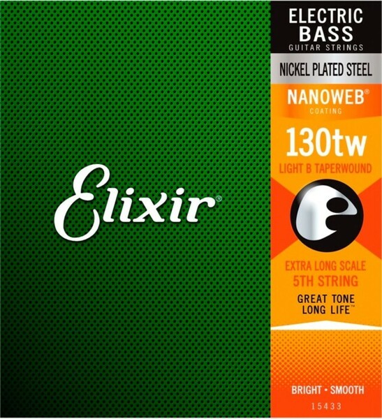 バラ弦 Elixir Nanoweb #15433 Low-B .130TW Extra Long エリクサー コーティング弦 ベース弦