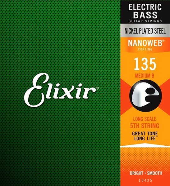 バラ弦 Elixir Nanoweb #15435 Low-B .135 エリクサー コーティング弦 ベース弦