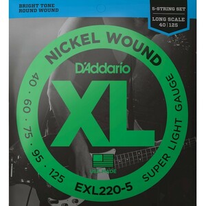 5弦用 D'Addario EXL220-5 Nickel Wound 040-125 Long Scale ダダリオ ベース弦