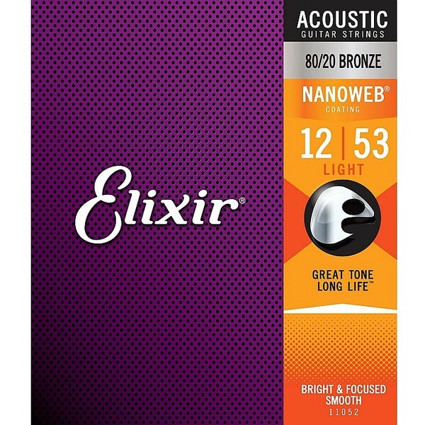 Elixir Nanoweb #11052 Light 012-053 80/20 Bronze エリクサー コーティング弦 アコギ弦