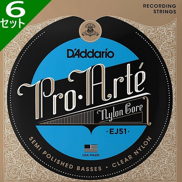 6セット D'Addario EJ51 Pro Arte Nylon Polished Silver/Clear Hard ダダリオ クラシック弦