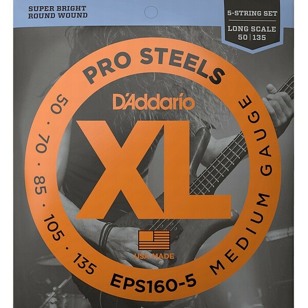 5弦用 D'Addario EPS160-5 Pro Steels 050-135 Long Scale ダダリオ ベース弦