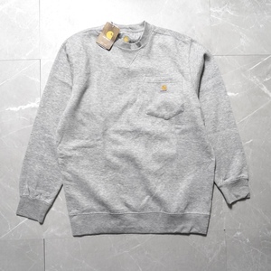 カーハート　デッドストック　タグ付き　スウェット　Lサイズ　グレー　胸ポケット　CARHARTT　トレーナー　緑　新品　前V 