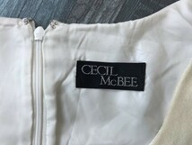 CECIL McBEE セシルマクビー レディース 日本製 ナイロン混ウール ベロアリボン 裾フリル ワンピース 9 アイボリー_画像2