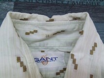 GANT メンズ 総柄 胸ポケット スリム長袖シャツ 36 黄緑_画像2