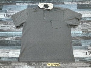 lyle&scott ライル アンド スコット メンズ ストライプネック 胸ポケット 半袖ポロシャツ 大きいサイズ LL 黒