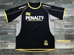 PENALTY ペナルティー メンズ ロゴプリント メッシュ切替 半袖Tシャツ 紺グレー