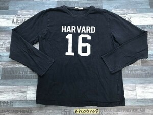 HARVARD ハーバード メンズ ロゴナンバープリント ロンT 長袖Tシャツ 大きいサイズ XL ネイビー