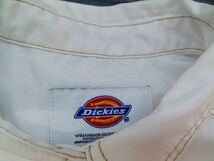 Dickies ディッキーズ レディース ロゴ刺繍 ダブルポケット ステッチ 長袖シャツ F 白_画像2