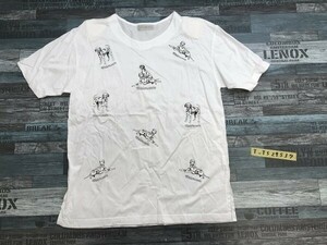 HIROMASUI レディース ダルメシアンプリント 肩パッド付き 半袖Tシャツ 大きいサイズ LL 白