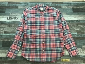 GAP ギャップ メンズ ボタンダウン 綿 胸ポケット チェック 長袖シャツ M ピンク青