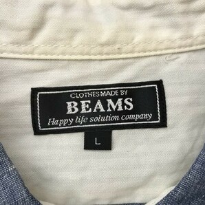 BEAMS ビームス メンズ 両胸ポケット付き スナップボタン 半袖シャツ L 水色の画像2