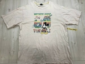 DISNEY ディズニー メンズ ミッキーサーフィン 半袖Tシャツ 大きいサイズ 4L くすみピンク