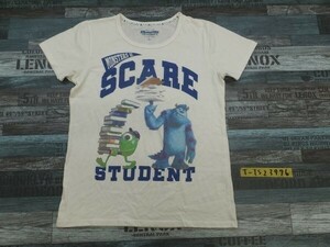 DISNEY ディズニー PIXAR ピクサー レディース モンスターズユニバーシティ マイク&サリー 半袖Tシャツ L 白