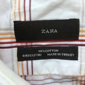 ZARA ザラ メンズ 綿 グラデーション チェック 長袖シャツ USA 16の画像2