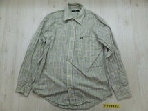 HIROKO KOSHINO HOMME ヒロココシノ メンズ チェック 胸ポケット 長袖シャツ M 黄緑茶_画像1