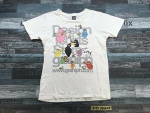 graniph グラニフ メンズ レディース バーバーパパ プリント 半袖Tシャツ 小さいサイズ SS 白