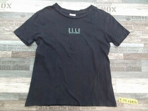 ELLE L × GU GU lady's special collaboration short sleeves T-shirt M navy blue 