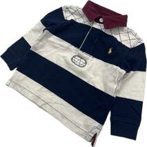 Polo Ralph Lauren ☆ 子ども 90 キッズ オシャレ◎ ラガーシャツ ネイビー ホワイト エンジ お出かけ 日常着 ポロラルフローレン■C350_画像1