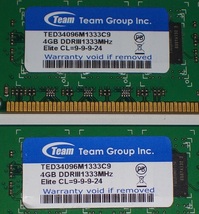 ◆Team Elite製 PC3-10600 (DDR3-1333) 8GB（4GB×2枚）完動品 即決！★送料120円！_画像2