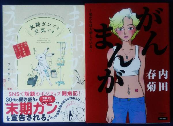 送料無料　2冊セット『末期ガンでも元気です／ひるなま』＆『がんまんが　私たちは大病している／内田春菊』コミックエッセイ