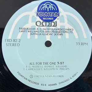 ★即決 DISCO Omni / All For The One FRD-82-2 d2534 米オリジナル、2曲入り12インチ DISCO BOOGIE