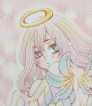 手描きイラスト　天使　男の娘　オリジナル　色鉛筆_画像1