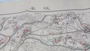 岐阜　岐阜県　古地図 　地形図　地図　資料　46×57cm　書き込み多し表裏）明治39年測図　大正13年印刷　発行　B2402