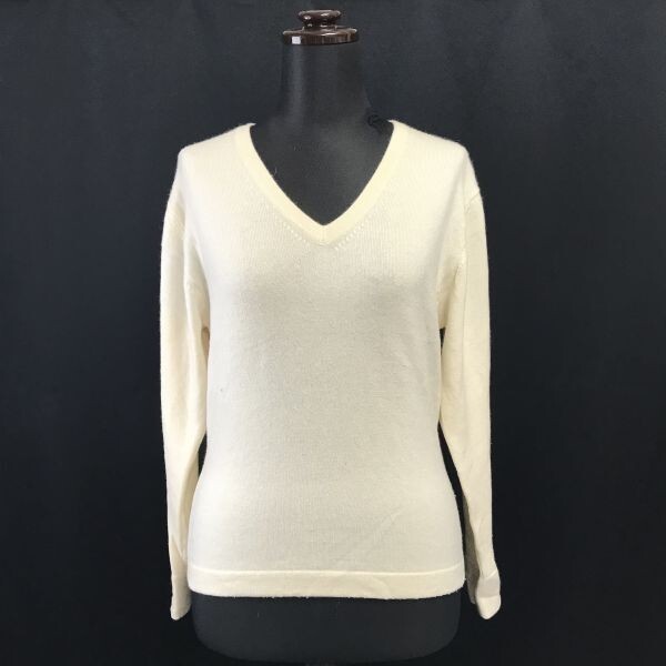 大丸百貨店/ソフール/SOFUOL★カシミヤ100%/Vネック/長袖セーター【2/レディースM/アイボリー/ivory】sweater◆pBH509