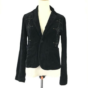  Sunao Kuwahara /SUNAOKUWAHARA* studs / rhinestone / velour jacket [ lady's M/ black / black ]ei net /Jacket/Jumper*pBH518