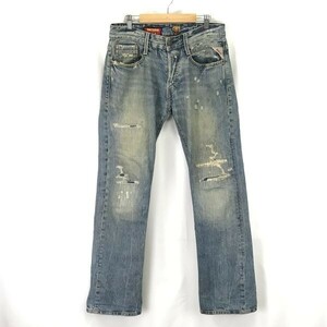 リプレイ/REPLAY★ダメージ加工/デニムパンツ/ブルージーンズ【メンズW29L32/股下84cm/blue】Pants/Trouser◆pBH539