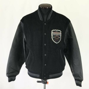 日本製/Vintage★マックホープ/MACHOPE★本牛革/レザー/袖革スタジャン【メンズM/黒/black】スタジアムジャンパー/Jacket/Jumper◆pBH552