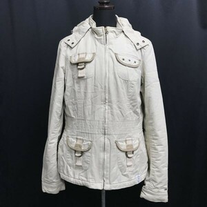 トミーヒルフィガー/HILFIGER DENIM★着脱可フード/中綿ミリタリージャケット/ブルゾン【レディースM/ベージュ系】coat/Jumpers◆pBH342