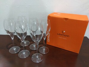 ①シャンパングラス 6点おまとめ LEHMann GLASS TAITTINGER テタンジェ グラス 口径4.8cm 最大寸法6.5cm 高さ19.5cm