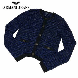 【ARMANI JEANS／アルマーニジーンズ】 ウールカーディガン 38 美品 ツイード