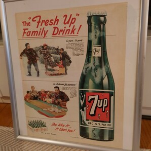 7up セブンアップドリンクアメリカンビンテージ雑誌広告 ヴィンテージ 額装品 ポスターアメトイ1970年代看板企業物アメリカングラフィティの画像1