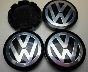 VW フォルクスワーゲン 56mm 黒銀 4こ ホイールキャップ ゴルフ ポロ ビートル ティグアン パサート アップ タイプⅱ アルテオン