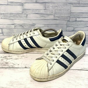 R5446bE adidas アディダス スニーカー ホワイト×ネイビー レディース 23.5cm SUPER STAR スーパースター レザー ビンテージ B25964