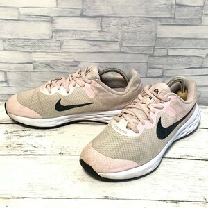 R5518bE NIKE ナイキ スニーカー ピンク×ブラック レディース 24cm REVOLUTION 6 GS レボリューション6GS ランニング 軽量 DD1096-608 靴