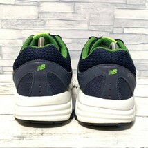 R5564bE New Balance ニューバランス スニーカー ネイビー×グリーン メンズ 26cm ランニングシューズ メッシュ ローカット M460LN2_画像6