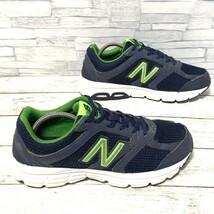 R5564bE New Balance ニューバランス スニーカー ネイビー×グリーン メンズ 26cm ランニングシューズ メッシュ ローカット M460LN2_画像3