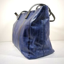 Cb59AL 日本製 GLEAN&CO.,Ltd. グリーンアンドコーリミテッド レザートートバッグ 大容量 ブルー系 革バッグ オシャレ 大きめバッグ_画像3