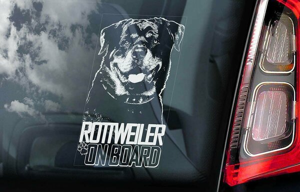 ◆ロットワイラー (ロッティー) Rottweiler on board@外張り カーステッカー 180 x 100mm 外貼り カー ステッカー シール@Dog D4 犬 3051