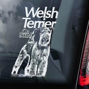 ◆ウェルシュ・テリア/ウェルシュ テリア ① 外張り カーステッカー 22×10cm@外貼り カー ステッカー 車 スモーク シール 犬 D1 4027