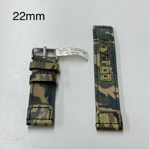 時計ベルト レザーベルト 22mm 牛革　本革　替ベルト 交換ベルト 迷彩